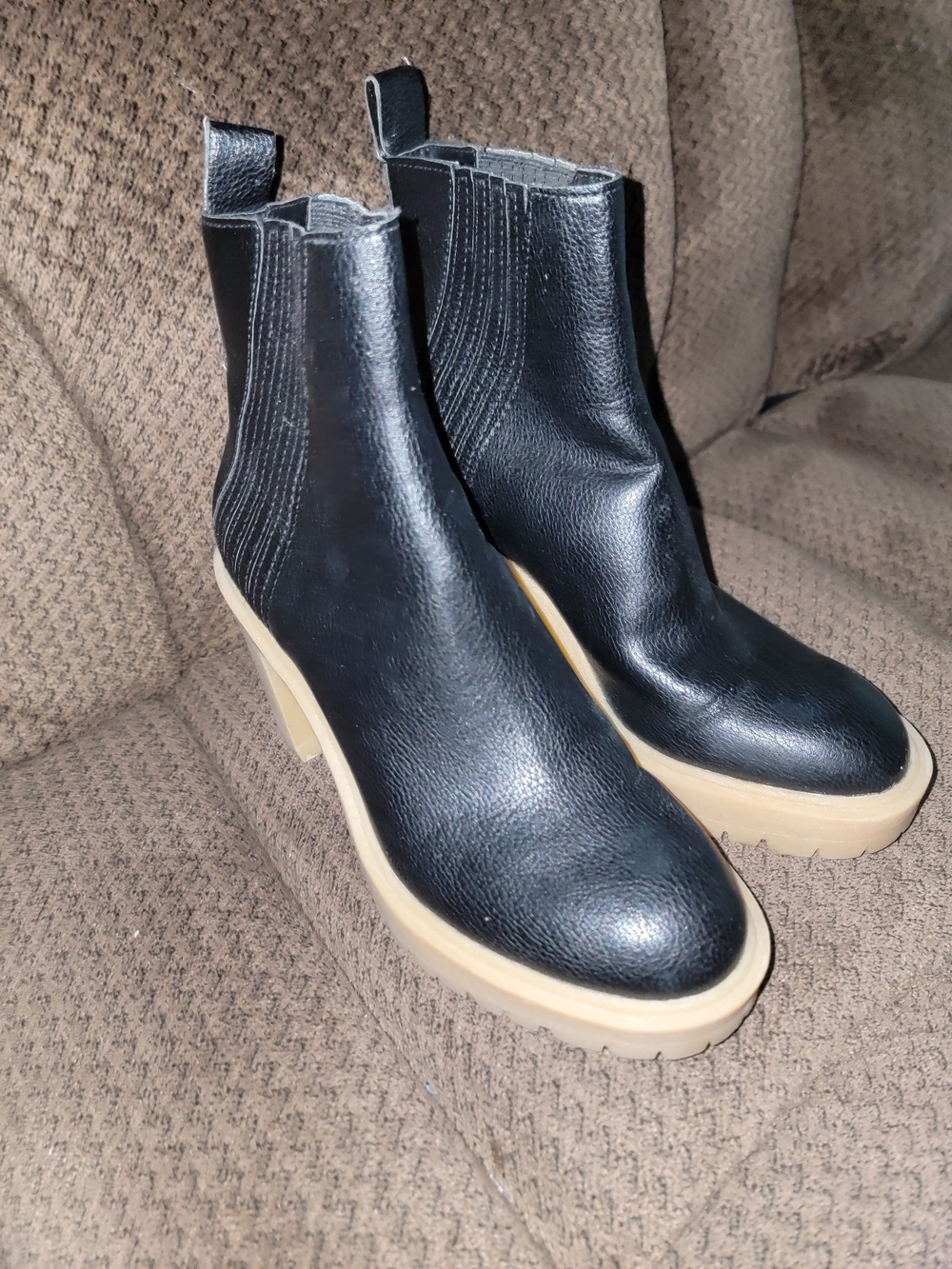 Dolce Vita Black Chelsea Boots with Cream Platform Sole
